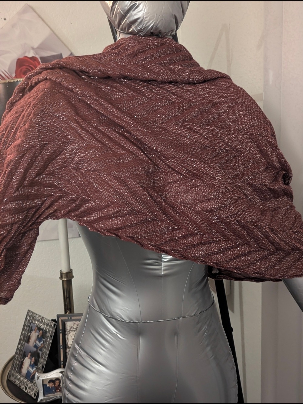 Scarf Sale ❤️7for $35:   Elegant Metallic Maroon/Burgundy Shawl - Women's Wrap